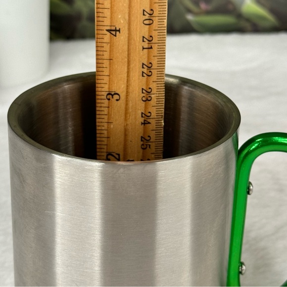 {Life Gear} 10oz Stainless Steel Carabiner Camping Mug – Green Handle - Picture 11 of 12